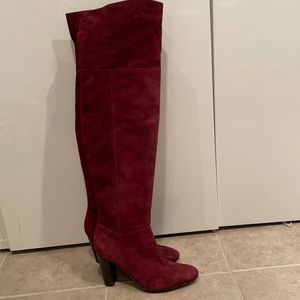 C Wonder Thigh Hi Burgundy Suede Boots